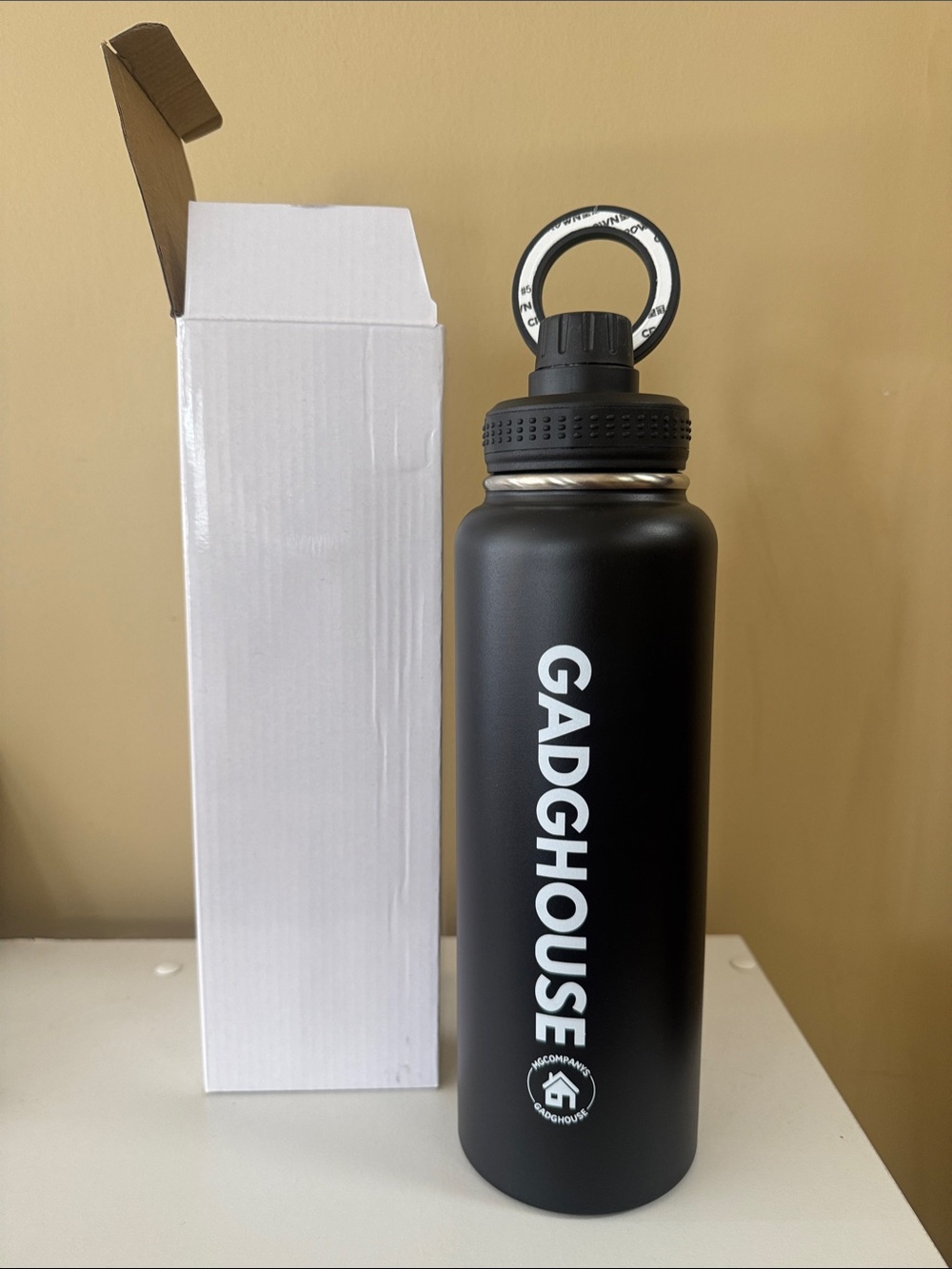 GADGHOUSE Black Stainless Steel Water Bottle 40 oz